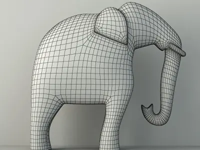 Vintage Indian Solid Wood Elephant 3D model