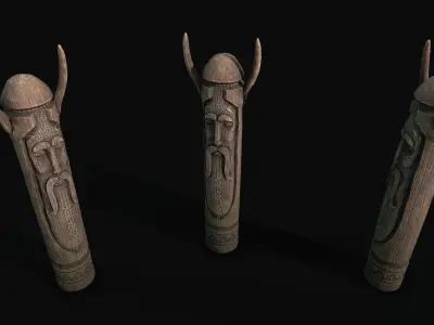 Totem wood 2 pbr 4k Low-poly 3D model Low-poly 3D model