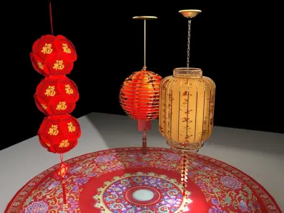 Chinese Red Lantern 3D model 72
