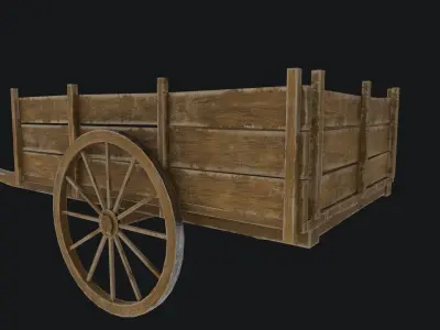 Old Wooden Cart   Low-poly 3D model