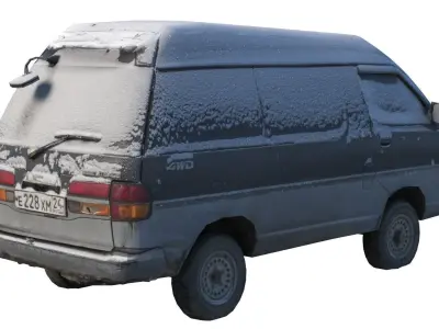 Old Toyota Town Ace under the snow Low-poly 3D model