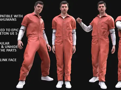 Man - Prisoner - Modular - Rigged Low-poly 3D model