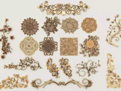 2 sets of decorative ornaments 3D model