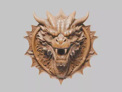 Dragon Head Emblem 3D Model Low-poly 3D model