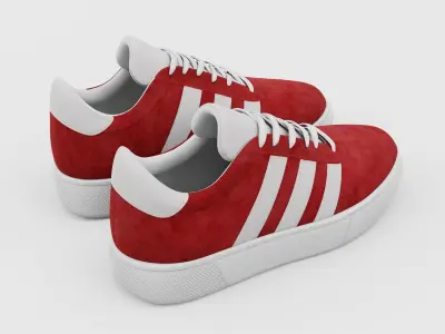 Sneakers Adidas Gazelle Style - Generic Shoes Red Low-poly 3D model