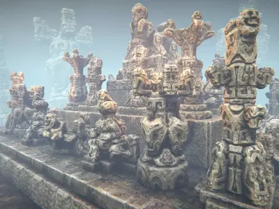 Jungle sculptures Low-poly 3D model