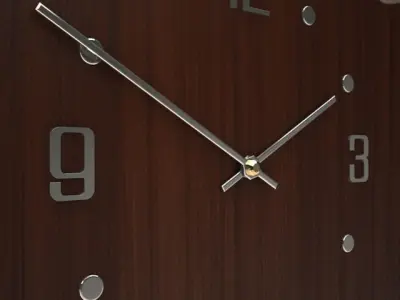 Dark Wood Wall Clock 05 3D model