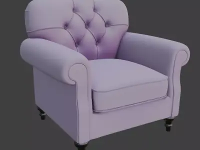 Lavender Tufted Armchair 3D model