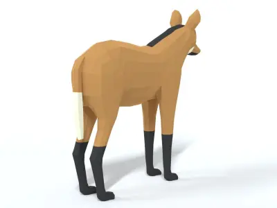 Low Poly Cartoon Maned Wolf Low-poly 3D model