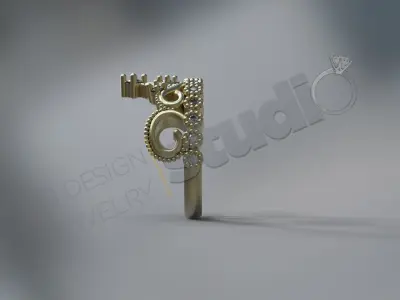 Luxury Crown ring with stones 3d print model 3D print model