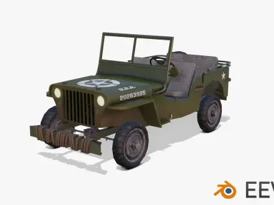 Low-Poly World War II Army Truck Low-poly 3D model