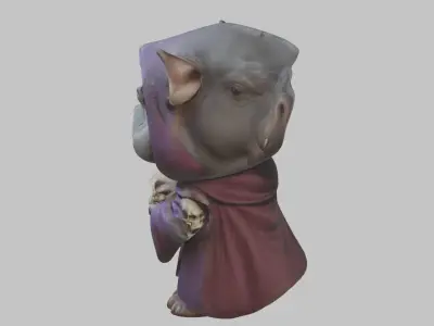 Moodeng hippo warlock Low-poly 3D model