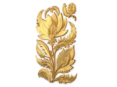 feather decor set wall mural 05  3D model