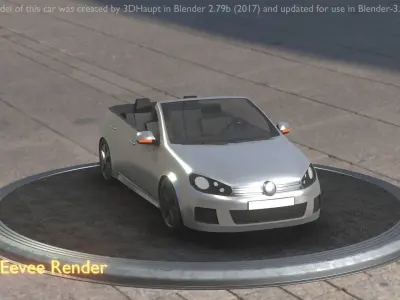 City Car 66 Compact Class Convertible Open Type-C Silver  Low-poly 3D model