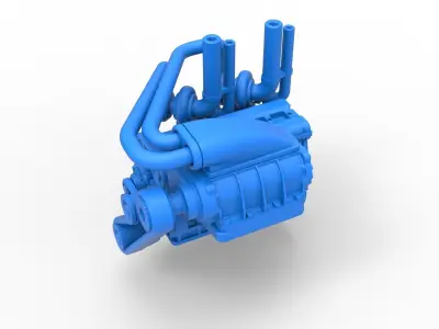 Twin turbo supercharged straight-six engine Scale 1 to 25 3D print model