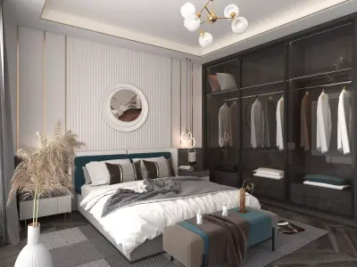 Modern Bedroom Scene 8 3D model