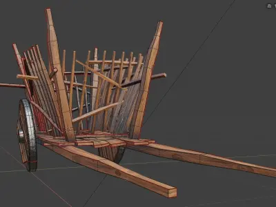 medieval wooden cart Low-poly 3D model buy