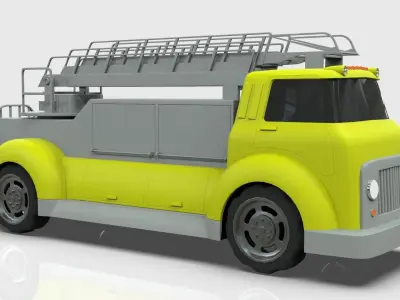 Firetruck Cartoon Vehicle  Low-poly 3D model