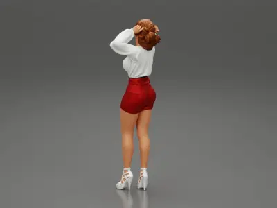blonde woman posing wearing skirt and sexy fashionable shirt 3D print model