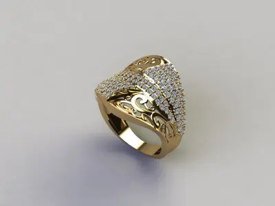 STL 3DM Women Ring Womens Ring Diamonds With Stone Model 3D print model shop