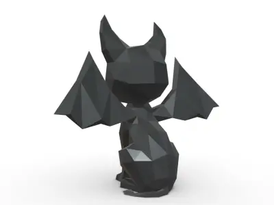 evil cat low poly 3D print model