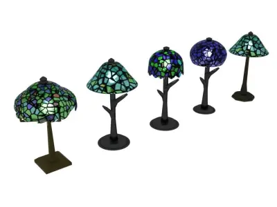 Tiffany Style 3D Lamp 5 Pack Low-poly 3D model