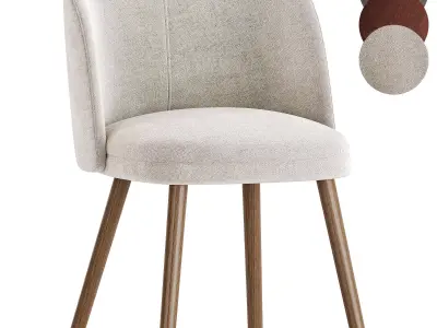 Midcentury Modern Barrel Backed Dining 3D model