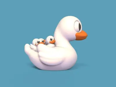 Duck and Ducklings 3D print model