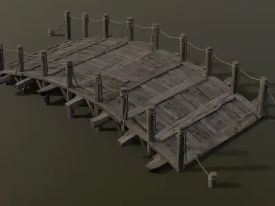 Bridge wooden 02 Low-poly 3D model