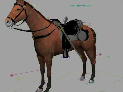 Rigged Horse With Saddle and Various Animation Low-poly 3D model