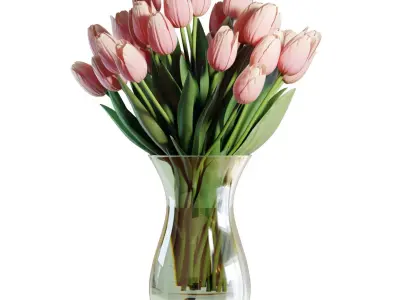 Flower Set 18 - Pink Tulips Bouquet 3D model