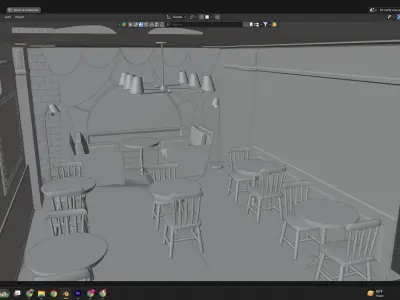 2d caffe interior design  Low-poly 3D model