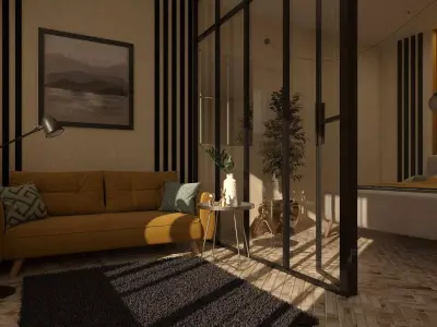 Cozy Bedroom interior scene 3D model