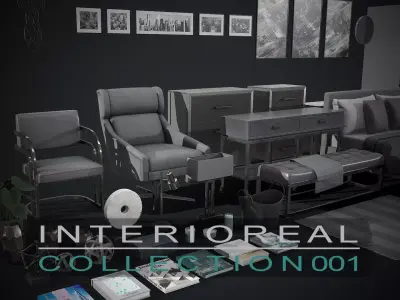 Furniture Asset Pack - Interioreal Collection 001 -  Low-poly 3D model
