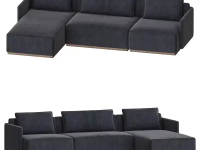 Modular and modern fabric sofa Low-poly 3D model