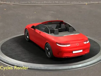 City Car 34 Top-Class Cabrio Open Type-A Red Low-poly 3D model