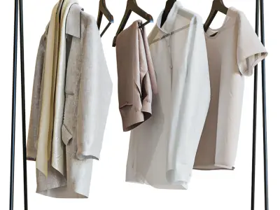 Vray ACACIA Kledingrek  Coat rack hallway wardrobe clothes 3D model