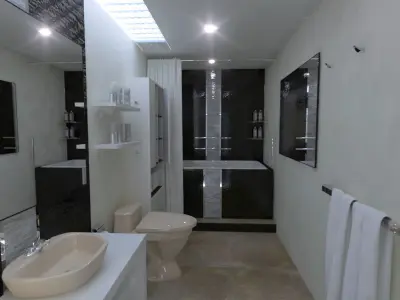 Narrow bathroom design 3D model