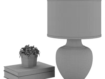 decorative set hammered gold table lamp 3D model