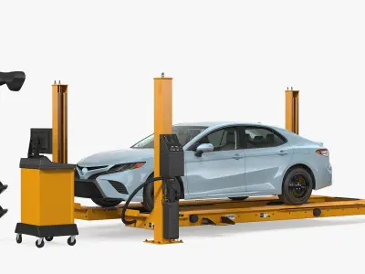 Wheel Alignment Equipment Generic with Car 3D model