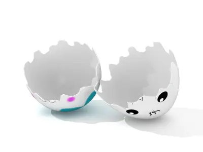 Easter Egg Cracked  N003 Low-poly 3D model