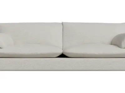 White Fabric Upholstered Sofa 3D model