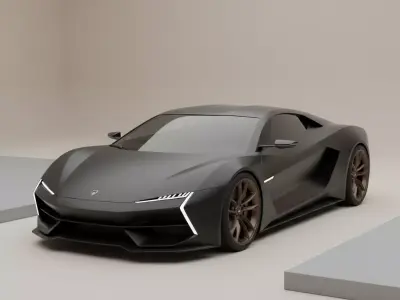 Matte Black Futuristic Concept Car 3D model