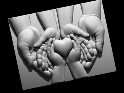 Heart in hand 3D print model 3D print model