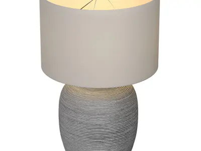 Grey Fluted Nightstand bedside European Ceramic Table Lamp 3D model