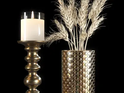 set525 gold vase with candle 3D model