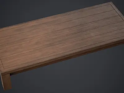 Japanese Wooden Table and Props - PBR Texture Low-poly 3D model