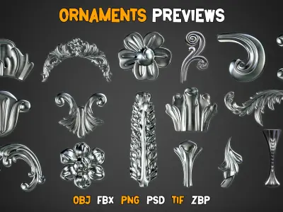 150 High Quality Ornaments Brushes   Vol 26   3D model