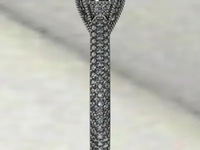 Luxury engagement ring 3D print model 8