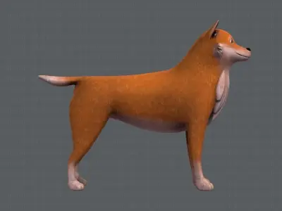 Dog base cartoonV05 Low-poly 3D model